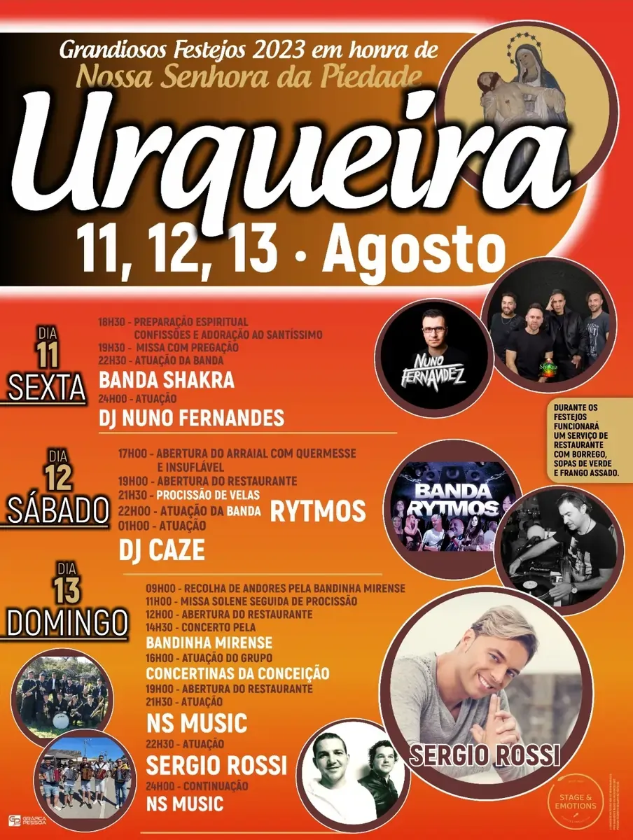 Cartaz Festa de Nossa Senhora da Piedade 2023 na Urqueira