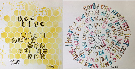 http://www.yogiemp.com/Calligraphy/Artwork/BeeHive&EarlyOneMorning.html