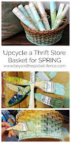 easy DIY ombre paint technique to update a thrift store basket for spring