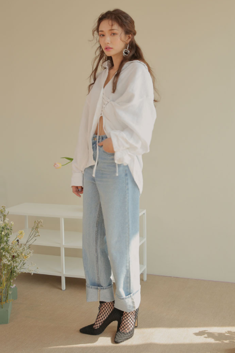 Faded Wide-Leg Jeans