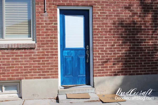 Paint Matching Exterior Doors of the Home with Blue Folk Art Paint in just a day. Perfect for curb appeal in Pantone's color of the year 2020. 