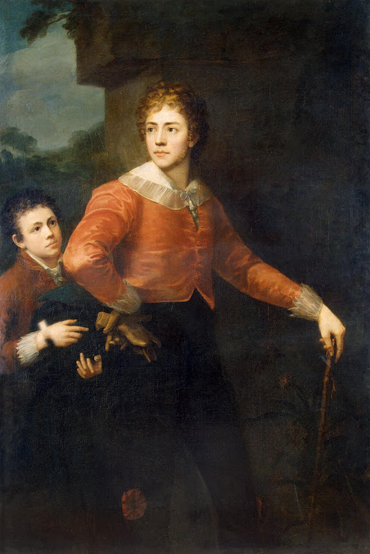 Two Youths against a Landscape Background (Oil on Canvas, 1806) by George Sanders