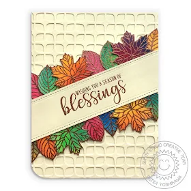 Sunny Studio: Elegant Leaves Watercolor Bronze Embossed Fall Leaf Card using Autumn Greetings Stamps & Frilly Frames Retro Petals Dies)