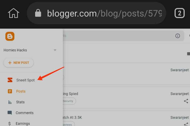 Sneeit Spot Button On Blogger