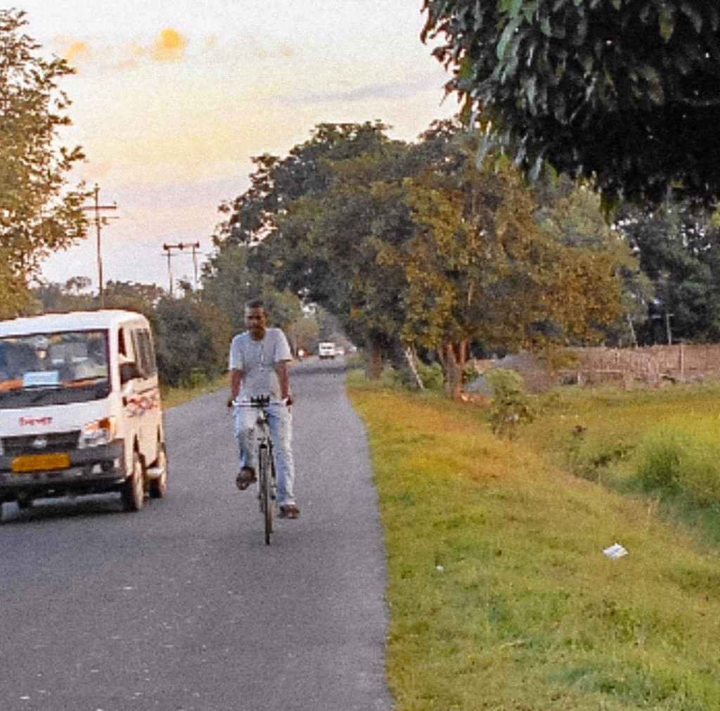 Mithu Das riding bicycle