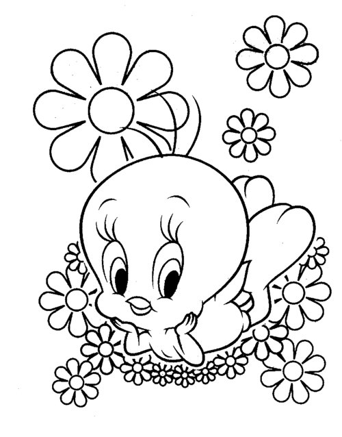 Tweety Bird And Sylvester  Coloring  Pages  Free  For Kids 