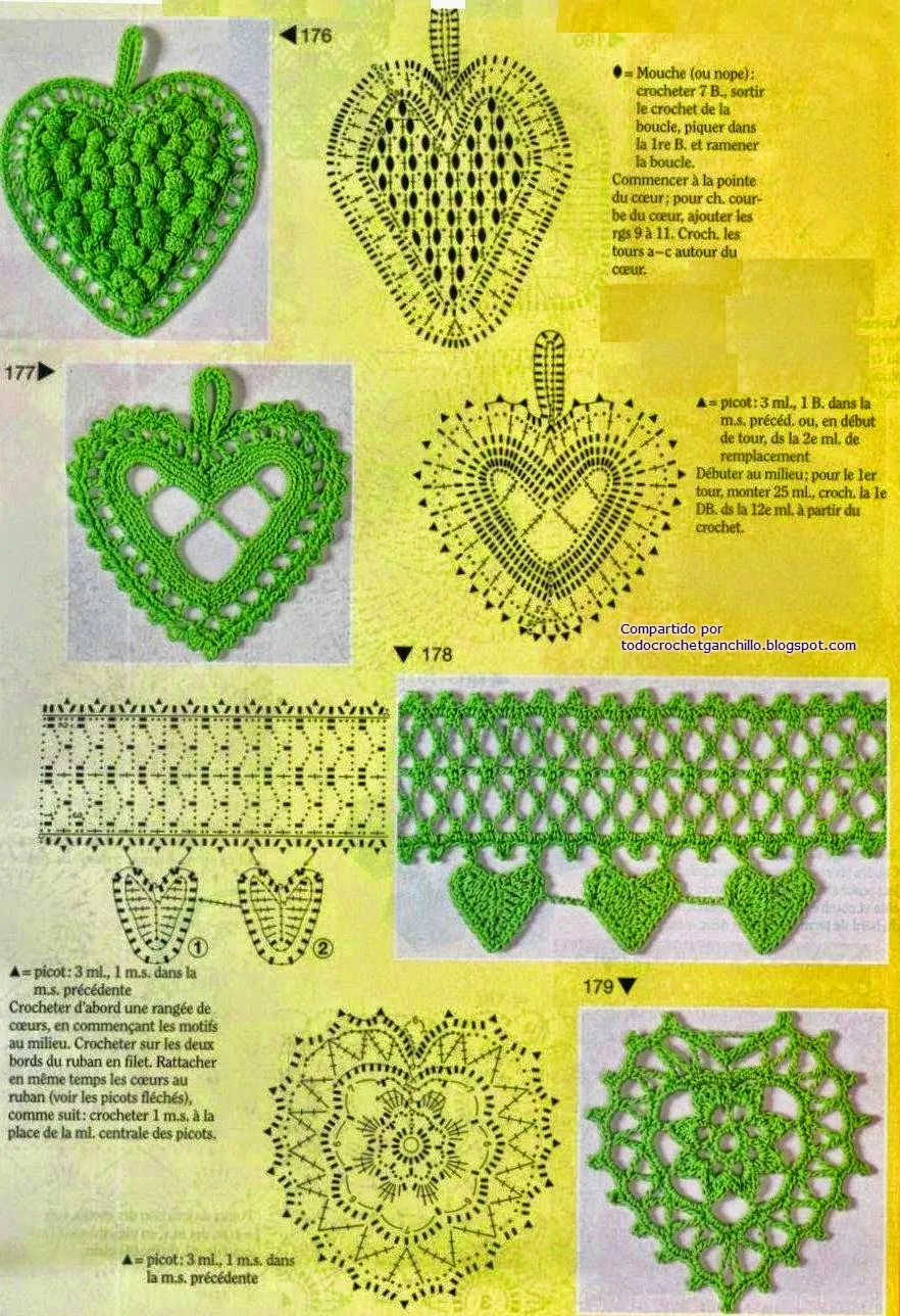 Corazones para decorar tejidos al crochet