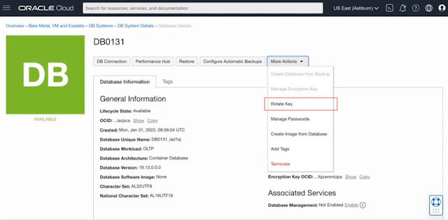 OCI Vault Integration with Oracle Database Cloud Service