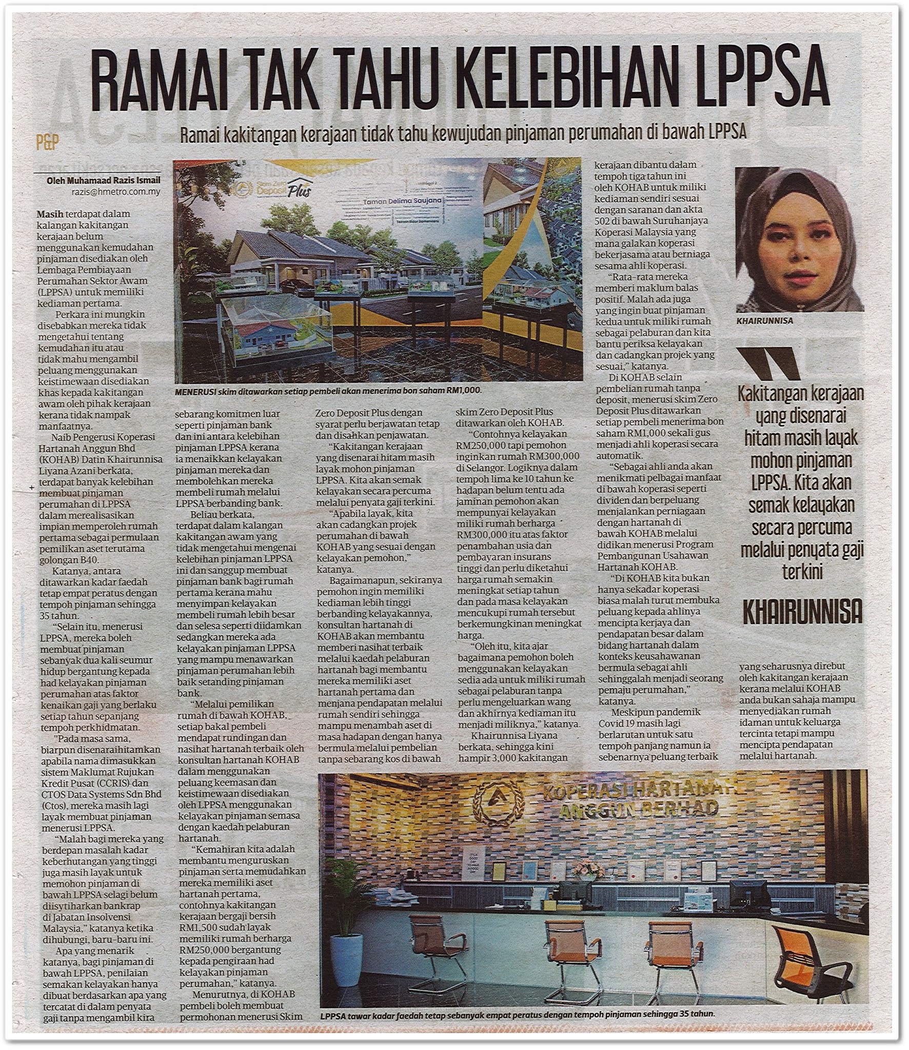 Ramai tak tahu kelebihan LPPSA - Keratan akhbar Harian Metro 23 Oktober 2020