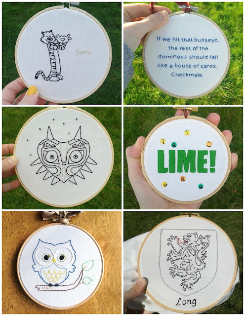 Calvin and Hobbes, Zap Brannigan, Majora's Mask, owl, lime, Long family crest embroidery