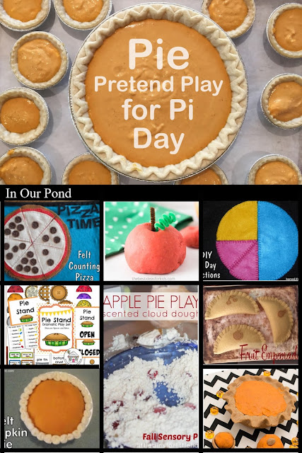 Pie Pretend Play Ideas for Pi Day from In Our Pond  #pi #pie #piday #math #nerd #geek #geekholidays #nerdholidays #holidays #school #homeschool #elementary #kindergarten #preschool #daycare #pretendplay #dramaticplay #kids #children