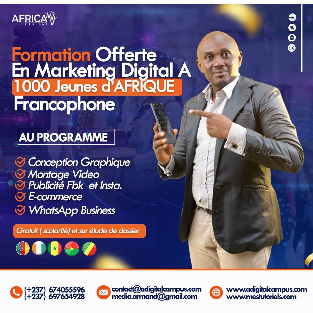 Offres de formation en marketing digital à 1000 jeunes d'Afrique francophone