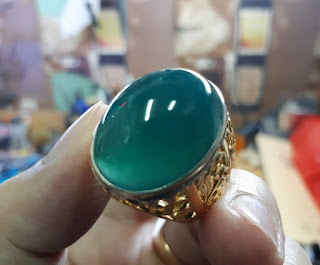 Batu Bacan Doko Super Material Coklat BC051 Ikatan Perak Ukir