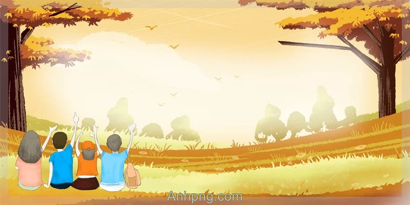 Background dưới tán cây vàng, gợi ký ức tuổi thơ