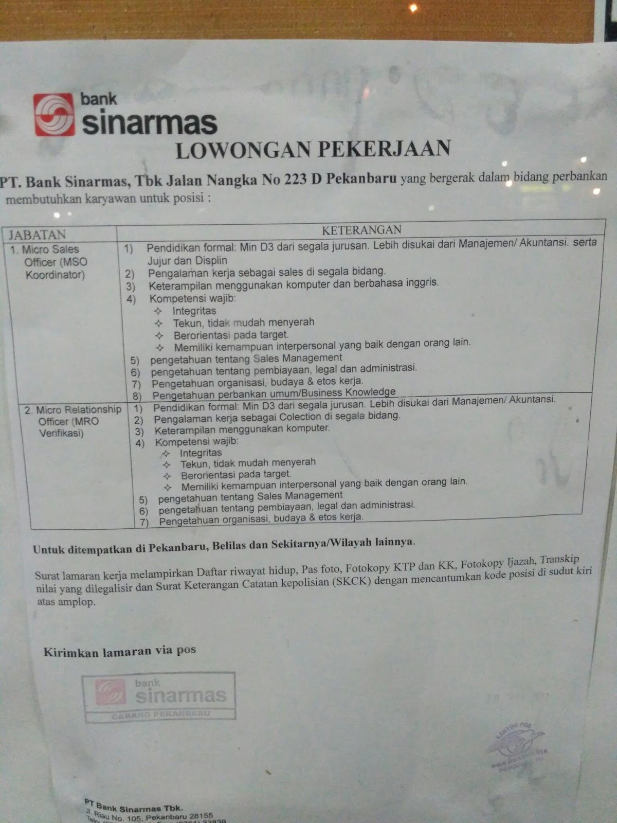 Lowongan Sinarmas Pekanbaru Mei 2017 - Lokernesia 