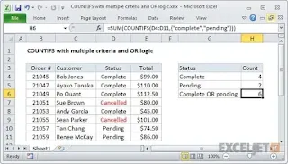 دالة SUMIFS في برنامج Excel
