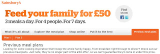 Screen shot from Sainsbury's website that annoyed me