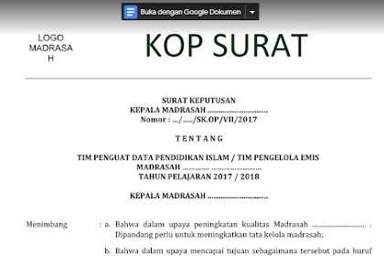 Download Contoh SK Operator Emis Terbaru 2019