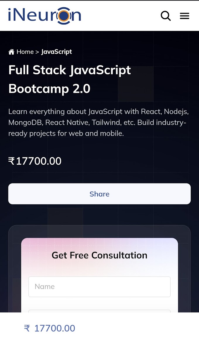 iNeuron Full Stack JavaScript Bootcamp 2.0 Download