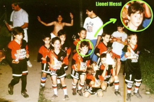 Photos of Lionel Messi during his youth career in Newell's Old Boys in Argentina