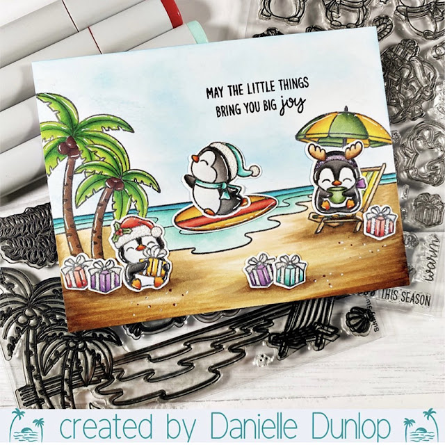 Sunny Studio Stamps: Penguin Party and Ocean View Holiday Card by Danielle Dunlop