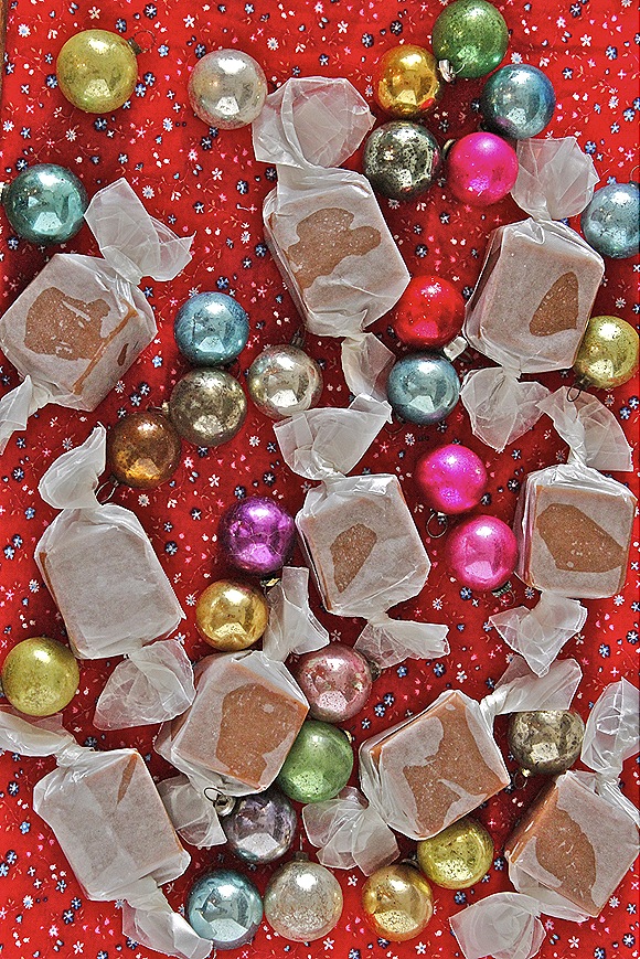 Caramels & Tiny Vintage Christmas Ornaments