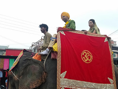 रायपुरिया नगर में तपस्वीयो का हाथी बैंड-बाजों के साथ भव्य वरघोड़ा निकला 