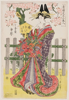 Three Beauties of the Pleasure Quarters (Seirô mitate san bijin): Karakoto of the Chôjiya Date:1801-08