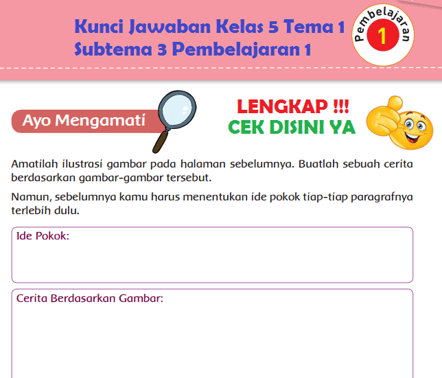 Lengkap Kunci Jawaban Kelas 5 Tema 1 Subtema 3 Pembelajaran 1 Kunci Jawaban Tematik Lengkap Terbaru Simplenews