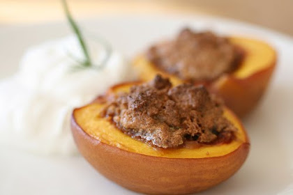 Pesche alla Piemontese or Baked Peaches with Amaretti biscuits