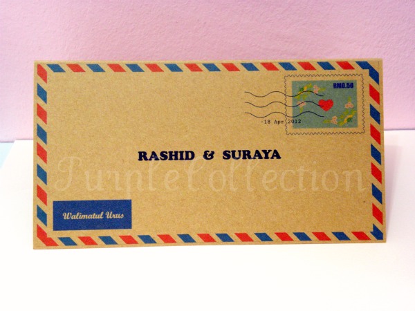 Air Mail Envelope Wedding Invitation Card, wedding invitation cards, malay wedding cards, air mail envelope cards, wedding