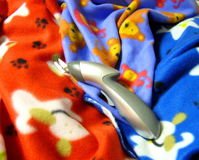 Electric shears for cutting fleece.