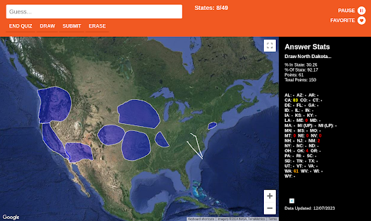 a satelitte map of the US on which an idiot has tried to draw the outlines of a few states