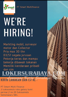 We Are Hiring PT. Smart Multi Finance Surabaya Terbaru Mei 2019