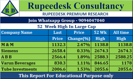 52  Week High In Large Cap