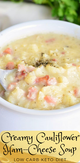 Creamy Cauliflower Ham and Cheese Soup (Low Carb-Diet Recipe)