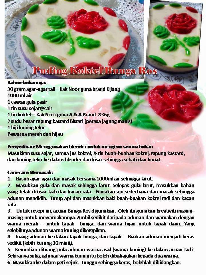 Sajian Dapur Bonda: Resepi Retro: Puding Koktel Bunga Ros