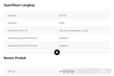 Spesifikasi SSD WD Blue SATA