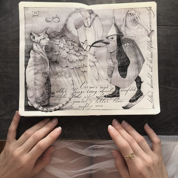 07-cats-and-birds-surreal-drawings-Elena-Lemkina-www-designstack-co