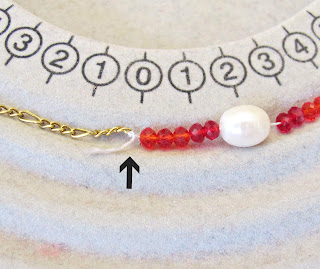 image tutorial sundance-inspired kisses and hugs necklace diy freshwater pearl red beads tie beading thread onto chain end