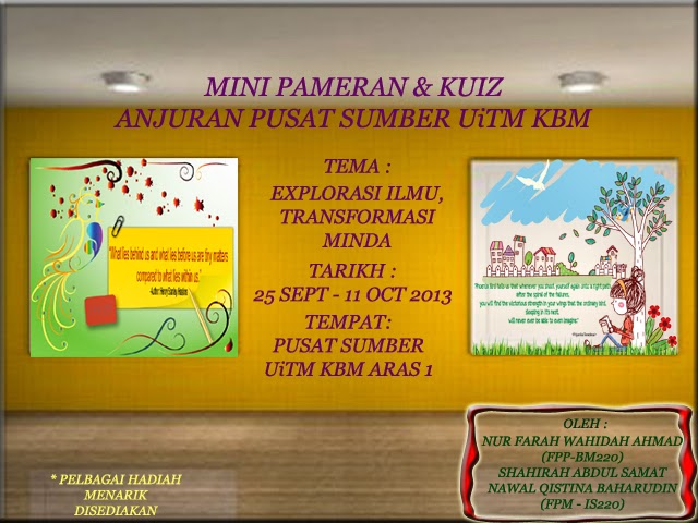 KhutubKhanah@Library: MINI PAMERAN & KUIZ ANJURAN PUSAT 