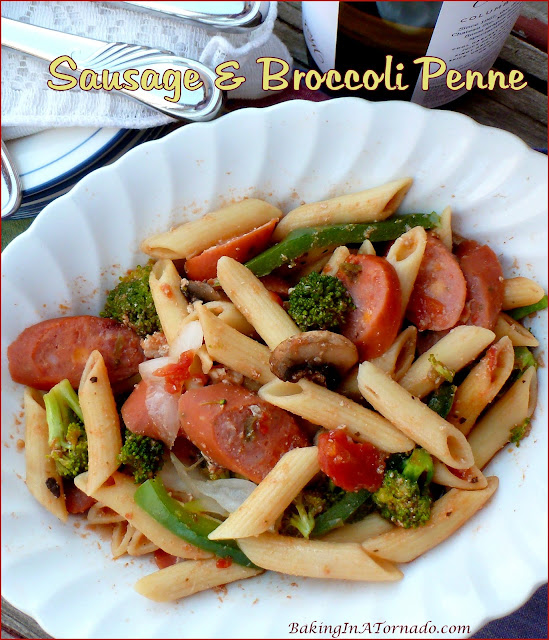 Sausage & Broccoli Penne, dinner in 30 minutes | recipe developed by www.BakingInATornado.com | #recipe #dinner