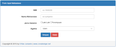 Form input mahasiswa