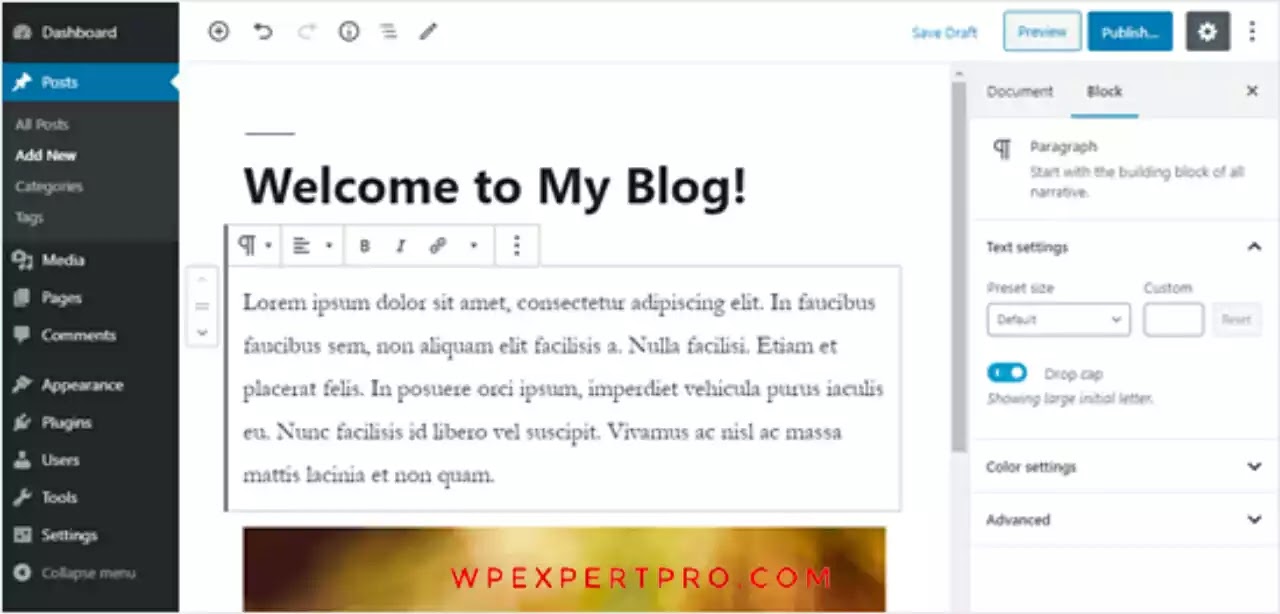 Create new article in WordPress