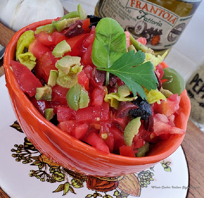 this is a bowl of mixed chopped vegetables made into an Italian salsa