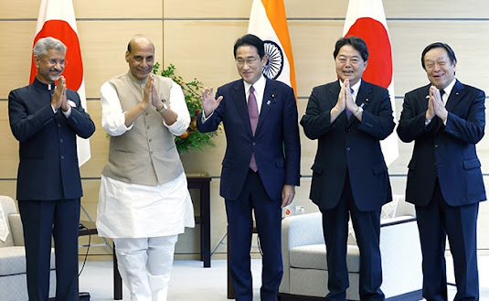 Defence Minister Rajnath Singh, EAM Jaishankar call on Japanese PM in Tokyo after 2+2 talks