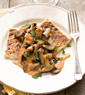 Mushroom stroganoff with potato farls