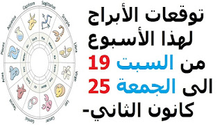 توقعات الأبراج لهذا الأسبوع من السبت 19 الى الجمعة 25 كانون الثاني-يناير 2018   