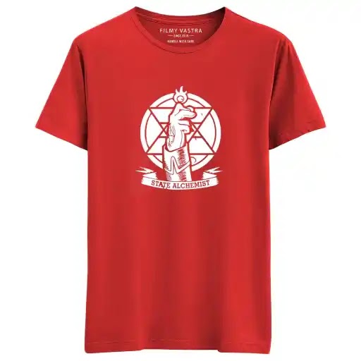 Filmy Vastra Unisex State Alchemist Red Anime 100% Cotton Tshirt