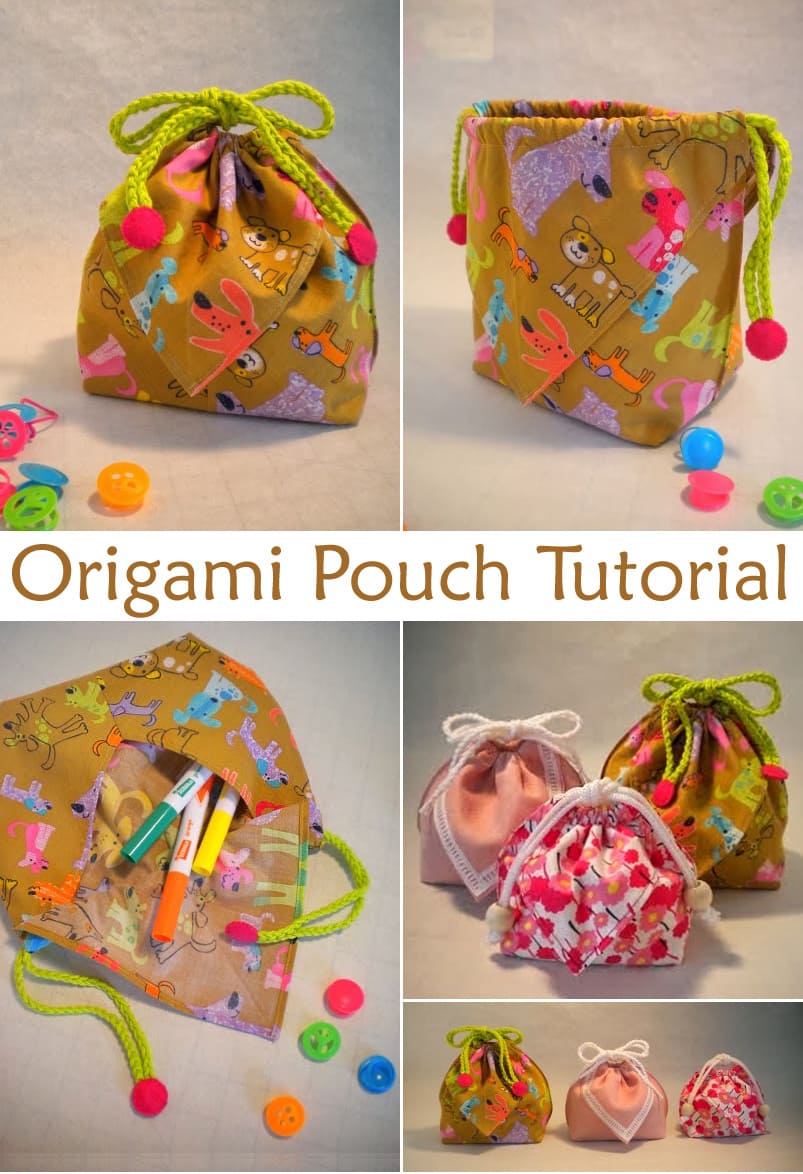 Origami Drawstring Pouch Bag Tutorial ~